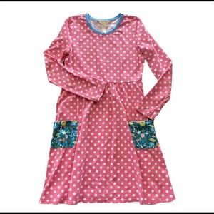 Matilda Jane, Girls 12, Leaves Collecting Dress, Pink Polka Dots.